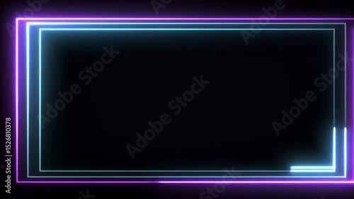 Neon Lights Frame: Abstract Purple and Blue Glowing Border