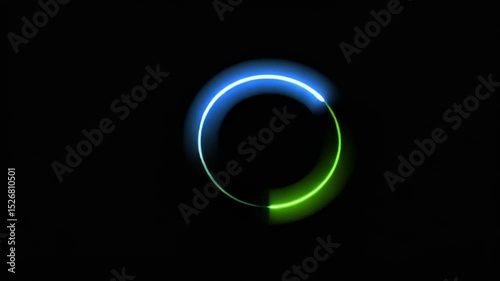 Abstract Glowing Circular Loading Animation: Green and Blue Neon Lights