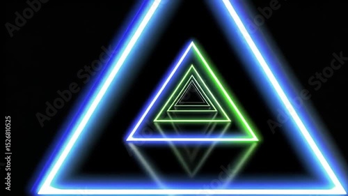 Abstract Neon Triangle Tunnel: A Psychedelic Visual Journey