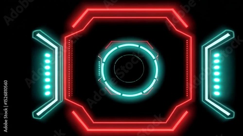 Futuristic Neon Interface Design: Red and Teal Abstract Technology Background