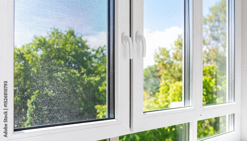 Fototapeta premium White Window Frame with Outdoor View