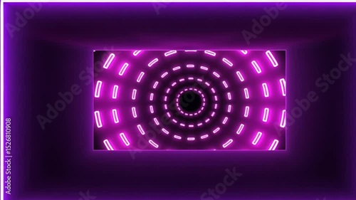 Abstract Neon Tunnel: Purple Glowing Circles and Lines