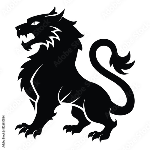 Majestic black lion silhouette regal design