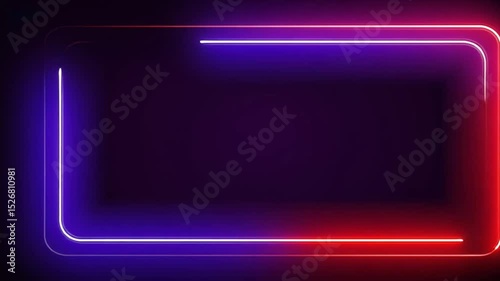 Neon Lights Frame: Red and Blue Glowing Border on Dark Background