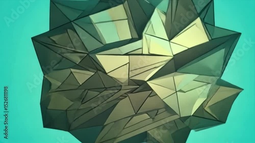 Abstract Geometric Polygonal Form: Teal and Gold Hues