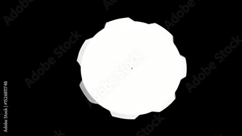 Abstract Circular Design: White Gear on Black Background