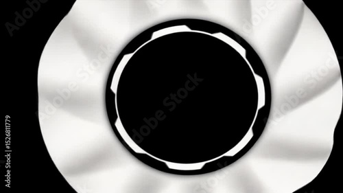 Abstract White Circle Frame on Black Background