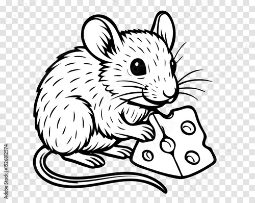 A mouse is holding a piece of cheese in its mouth
