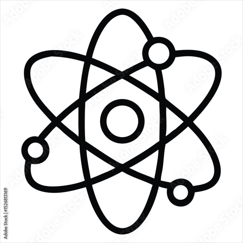 Atom icon outline style isolated on white background