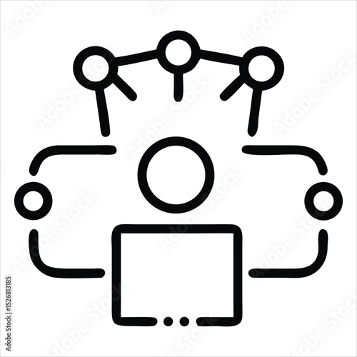 Network connection icon person sharing data isolated on white background