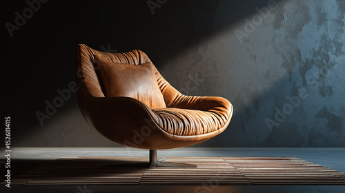 Modern Colorful Chair in Minimal Interior with Copy Space – Swivel or Static Furniture Design for Contemporary Living Room or Office Decor