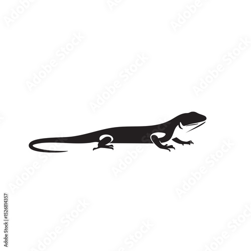 Elegant Lizard Silhouette Vector Illustration of a Reptile