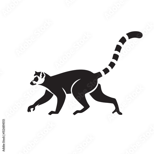 Ring-tailed Lemur Silhouette Elegant Wildlife Vector Illustration