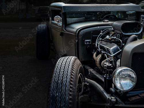 Hotrod on black background