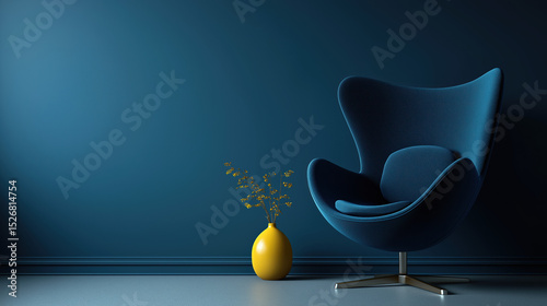 Modern Colorful Chair in Minimal Interior with Copy Space – Swivel or Static Furniture Design for Contemporary Living Room or Office Decor
