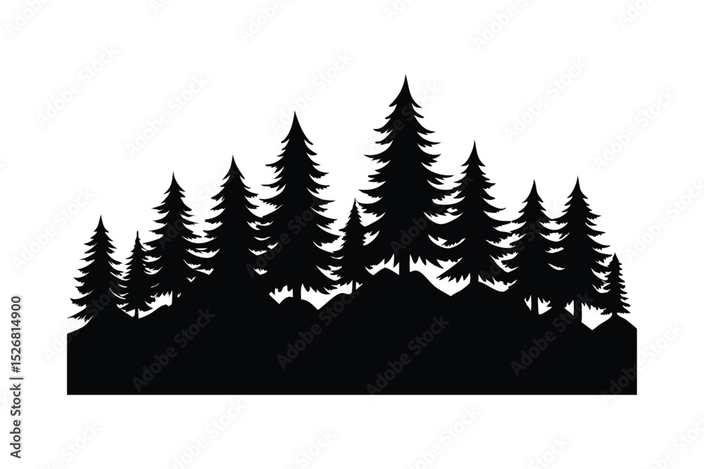 Obraz premium A pine forest silhouette vector illustration