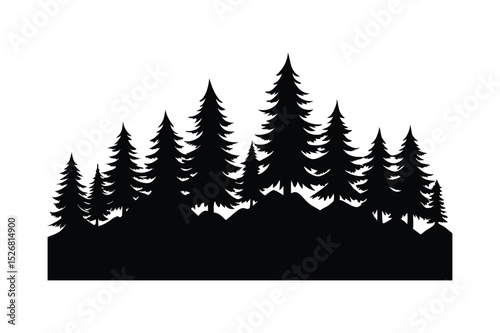  A pine forest silhouette vector illustration