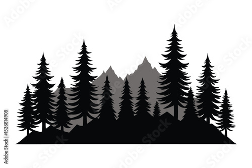 A pine forest vector art illustration