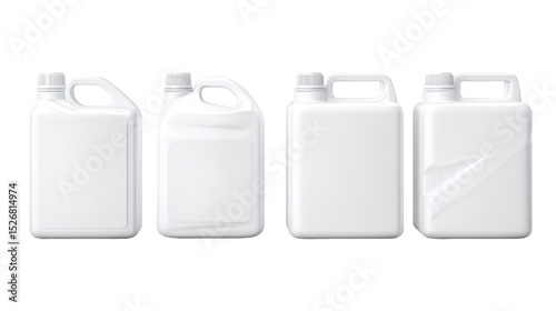 Four Blank White Plastic Carboys with Handles and Caps