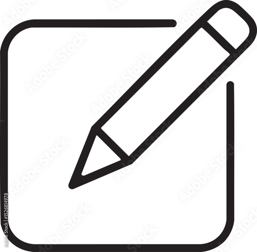 Edit Icon A Pencil Overlapping a Rounded Square Representing Modification or Writing simple black outline