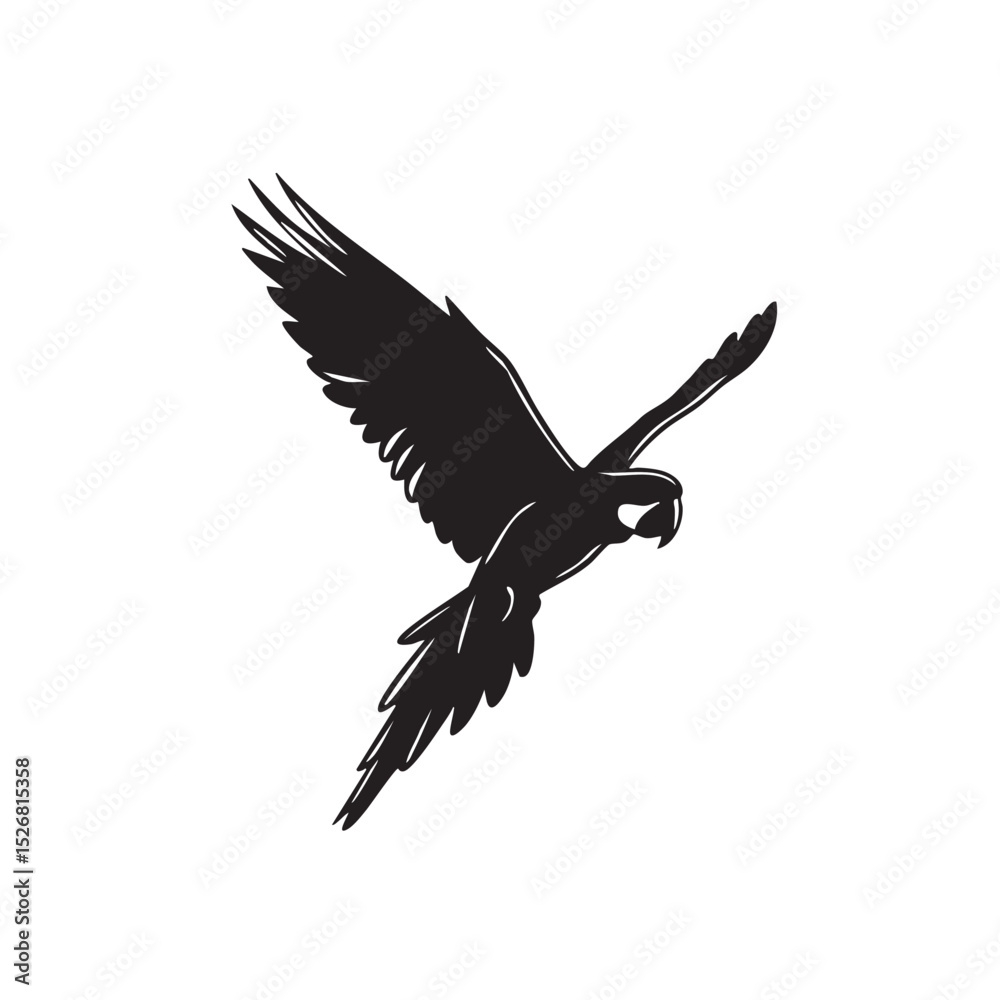 Fototapeta premium Majestic Parrot in Flight A Stunning Silhouette Illustration