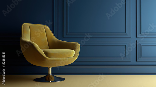 Modern Colorful Chair in Minimal Interior with Copy Space – Swivel or Static Furniture Design for Contemporary Living Room or Office Decor