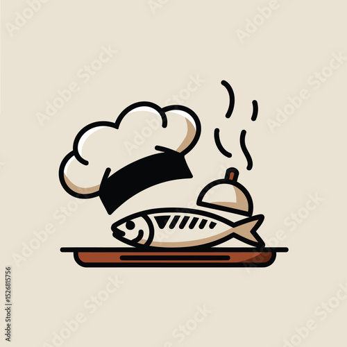 vector icons cooking food chef hat include a pizza slice, a sushi roll, spaghetti and meatballs, a curry bowl burger , fish 

