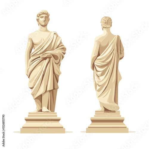 2D flat vector illustration of Statues And Sculptures, isolated on a white background.