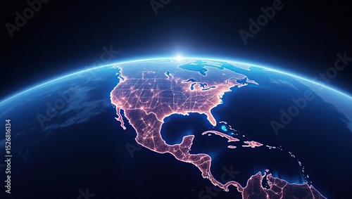 A radiant energy network of glowing blue lines weaves through a dark futuristic map, symbolizing innovation and connectivity.
