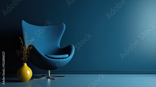 Modern Colorful Chair in Minimal Interior with Copy Space – Swivel or Static Furniture Design for Contemporary Living Room or Office Decor
