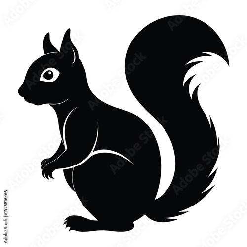 Black silhouette squirrel design cute animal icon