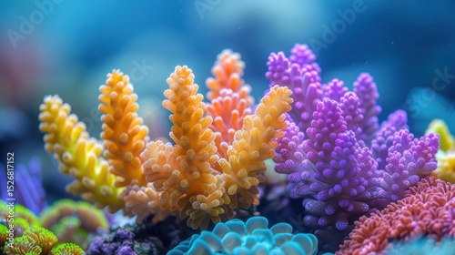 The brightly colored pink and yellow variegated stony coral