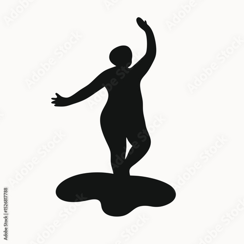 Silhouette of a Woman Dancing Gracefully on a Puddle A Symbolic Artwork