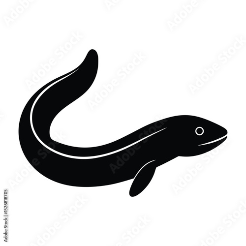 Eel icon vector silhouette on white background
