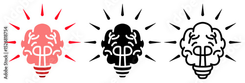 brain light bulb icon, simple flat style, vector illustration, symbol, design logo template pictogram, for ui or ux isolated on white for mobile app, editable