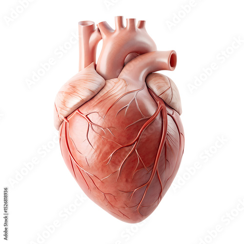Realistic isolated image of a human heart on white background