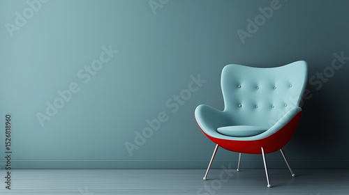 Modern Colorful Chair in Minimal Interior with Copy Space – Swivel or Static Furniture Design for Contemporary Living Room or Office Decor