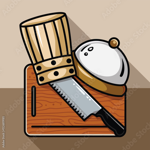 vector icons cooking food chef hat include a pizza slice, a sushi roll, spaghetti and meatballs, a curry bowl burger , fish 
