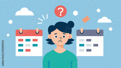Confused and Overwhelmed A jumbled and disorganized calendar with appointments crossed out or written on the wrong dates reflects the confusion and chaos that can result from. Vector illustration