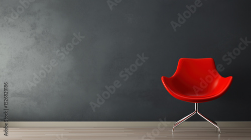 Modern Colorful Chair in Minimal Interior with Copy Space – Swivel or Static Furniture Design for Contemporary Living Room or Office Decor