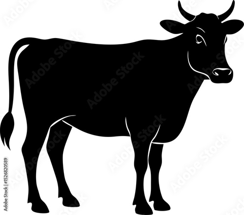 black and white cow silhouette