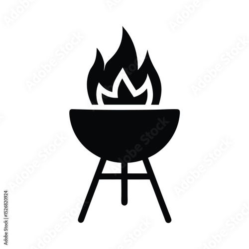 Outdoor Fire Pit Grill Icon Vector Illustration