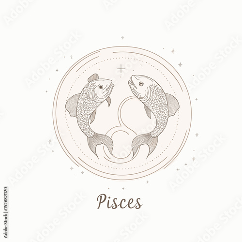 Pisces zodiac illustration with fish design