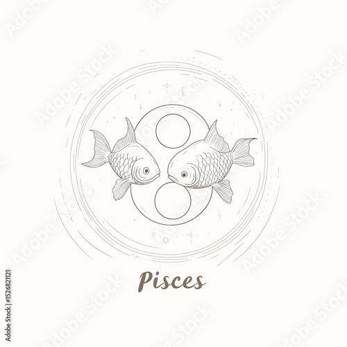 Pisces zodiac illustration with fish design