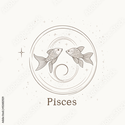 Pisces zodiac illustration with fish design