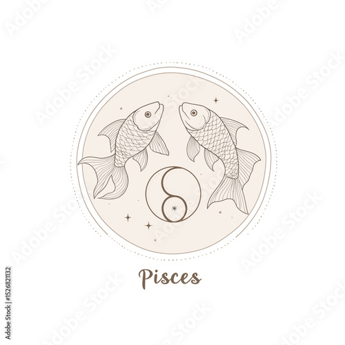 Pisces zodiac illustration with fish design