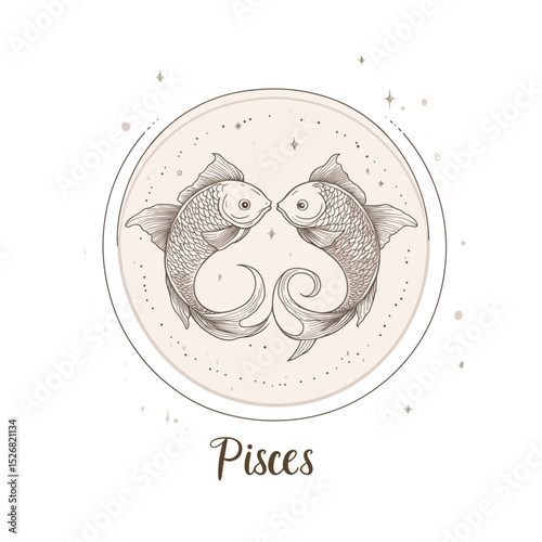 Pisces zodiac illustration with fish design