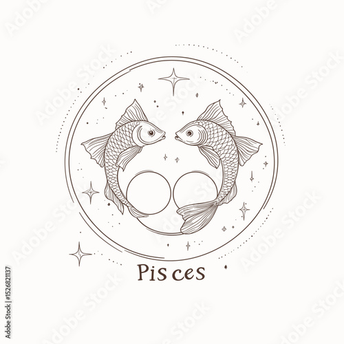 Pisces zodiac illustration with fish design