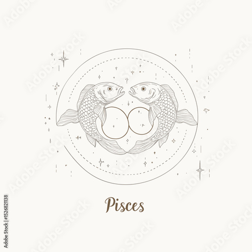 Pisces zodiac illustration with fish design