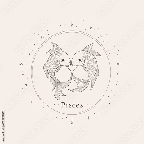 Pisces zodiac illustration with fish design